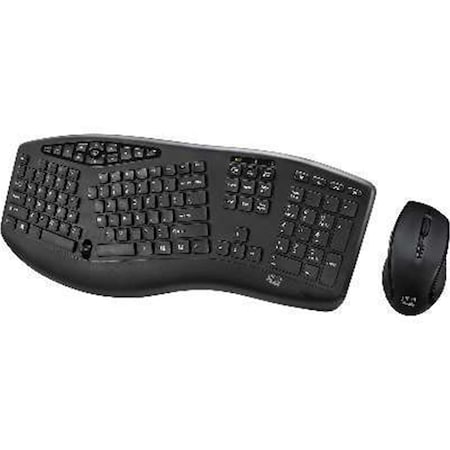 Adesso Slim Multimedia 2.4 GHz Wireless Ergonomic Desktop Keyboard, with Low Profile Chiclet - Black AD480942